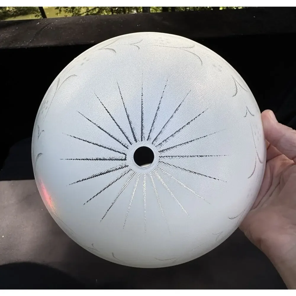 2 VTG Mid-Century Modern SUN Starburst White Moon 9” Glass Ceiling Light Shades